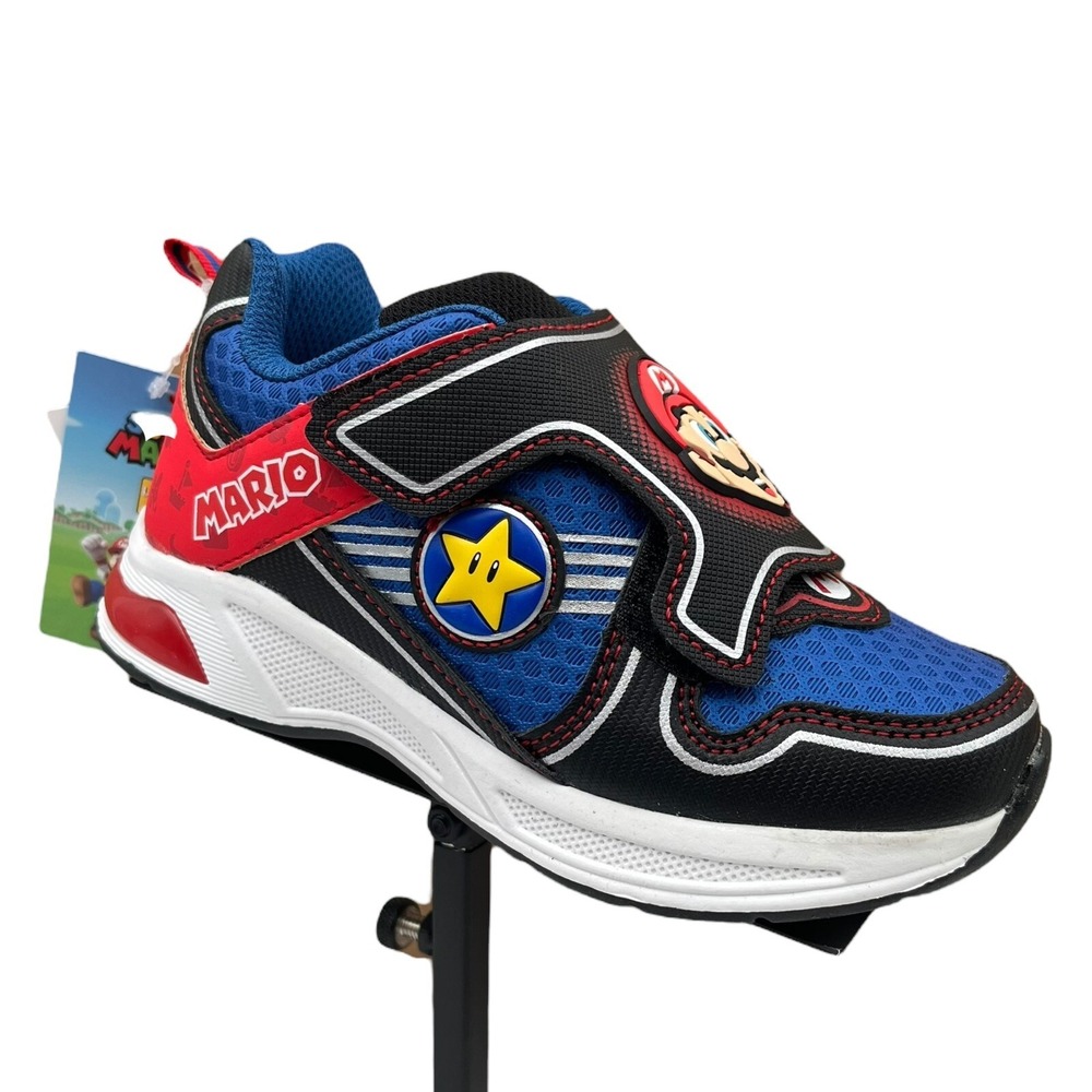 Nintendo Super Mario Youth Boys Slip-on Sneakers Size 2 (2Y) Blue-Multi Light Up